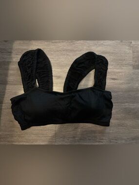 wild fable Black Ruched Bandeau Bikini Top